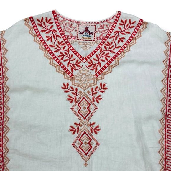 Johnny Was Embroidered Kimono White Pink Red Embroidery Boho Top Size Medium - Picture 5 of 8